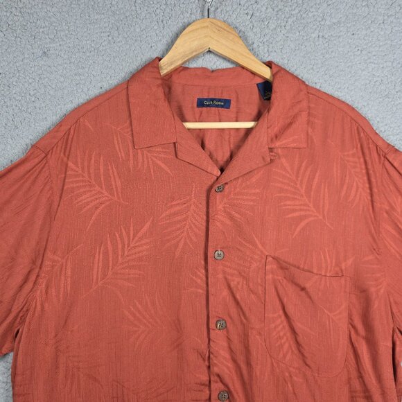 Club Room Hawaiian Shirt Mens Sz Large Brick Red Floral Camp Collar Vintage NWT - Picture 2 of 12